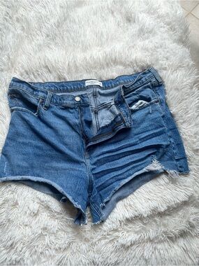 Abercrombie & Fitch Distressed Blue Denim Shorts